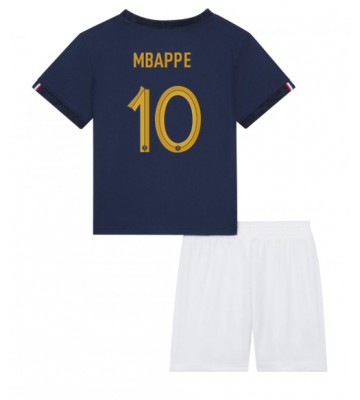 Frankrike Kylian Mbappe #10 babykläder Hemmatröja barn VM 2022 Korta ärmar (+ Korta byxor)